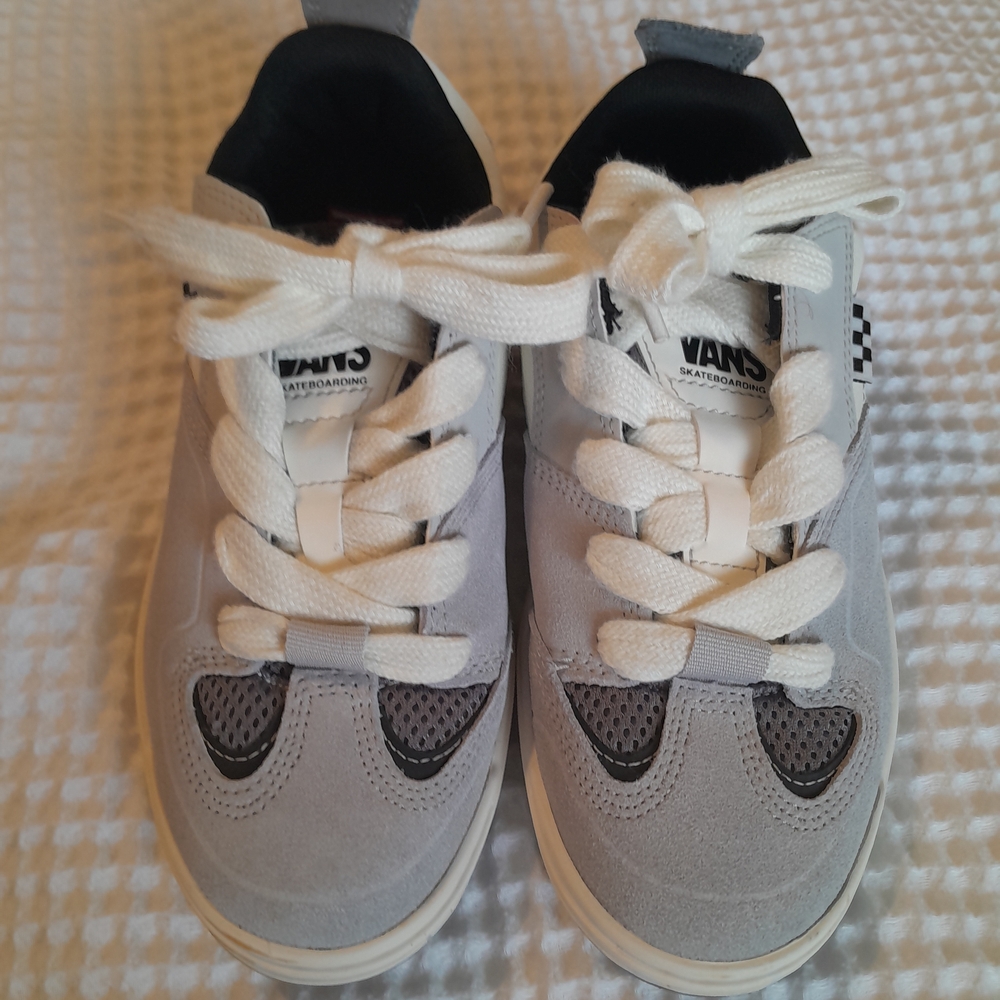 Vans Kids Gray And White Sneakers